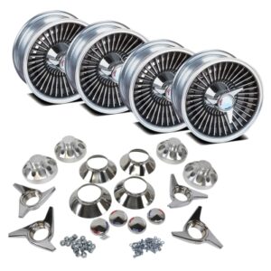 CA - 1965 Chevrolet Corvette Replica Style Knock-Off Complete Wheel Set - 15 inch - 6.00 - Grey Machined