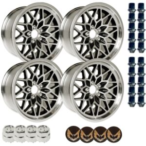 SnowFlake Aluminum Wheel - Set of 4 - 17 inch - 9.00 - Black with Machined Face Lip