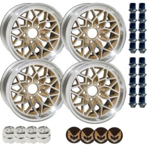 SnowFlake Aluminum Wheel - Set of 4 - 15 inch - 8.00 - Gold with Machined Face Lip