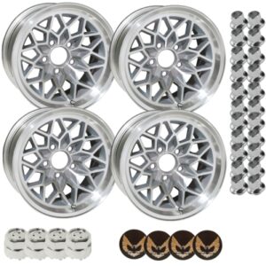 SnowFlake Aluminum Wheel - Set of 4 - 15 inch - 8.00 - Silver with Machined Face Lip